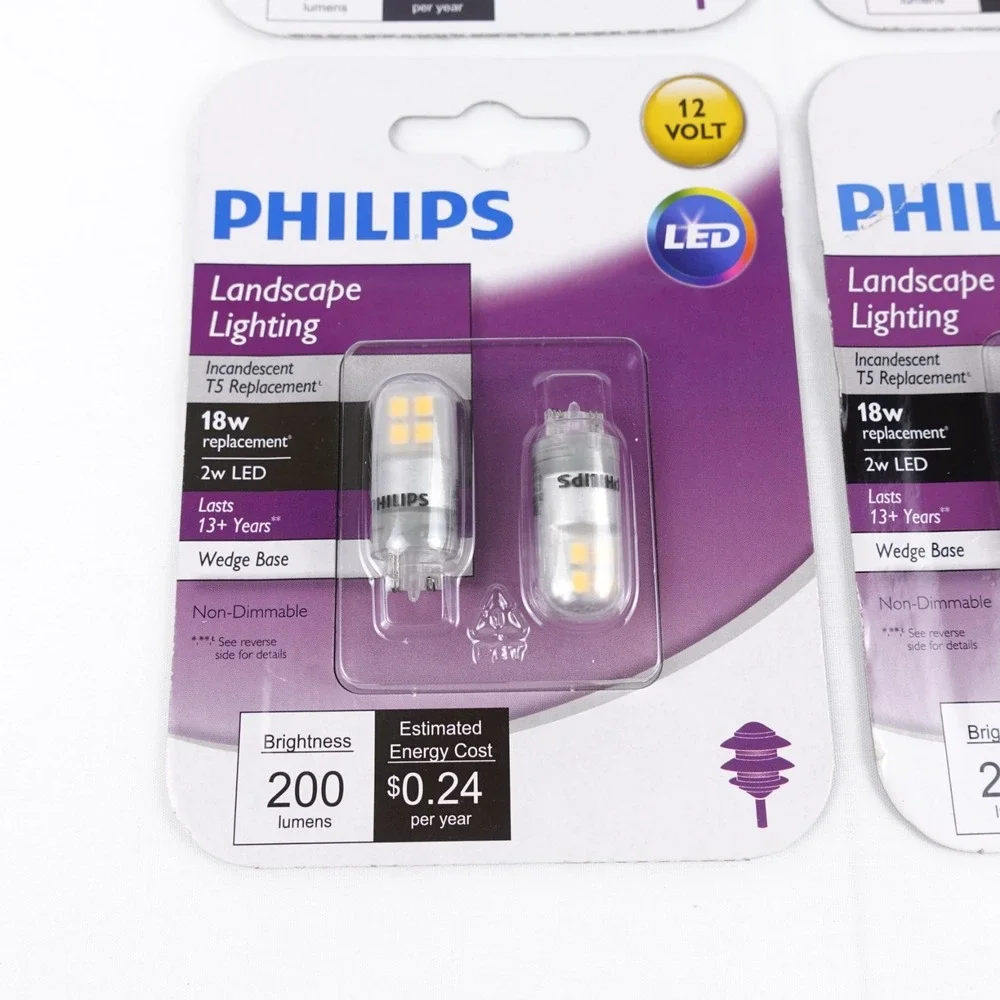 Philips LED Landscape Lighting Bulbs - 18W Replacement 2W LED Lot Of 8 Bulbs New